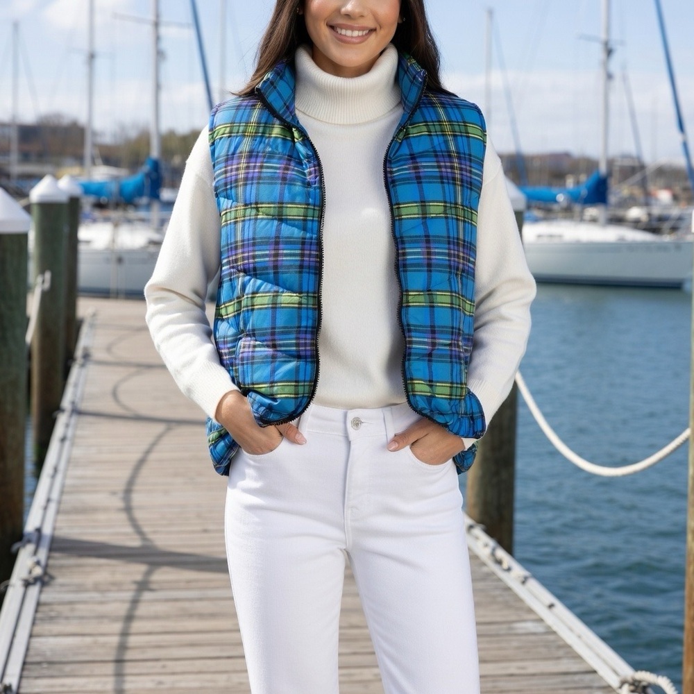 XL Caribbean Joe Multicolor Plaid Vest